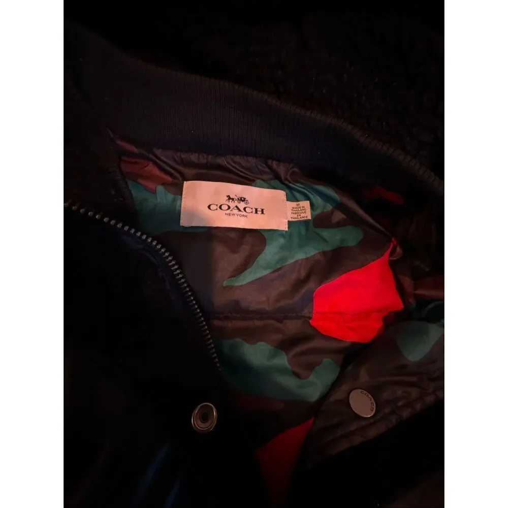 Women’s Coach Black Camo Puffer Jacket F20975 Medium